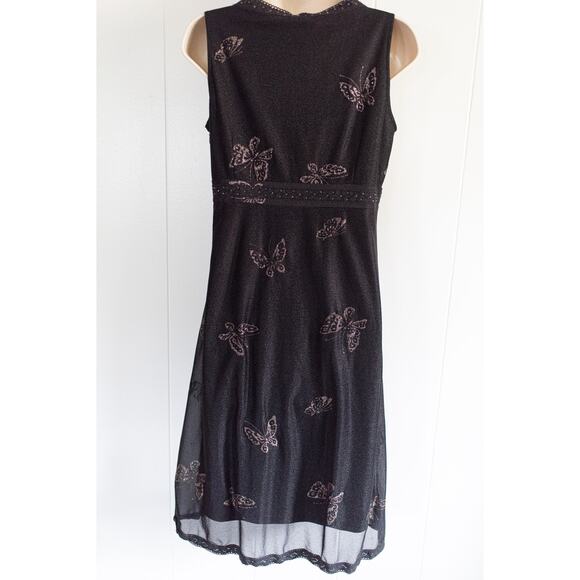 Y2K Wanko Slip Dress Butterflies Glitter Sequins Sheer Fairy Grunge Whimsigoth - Picture 3 of 8